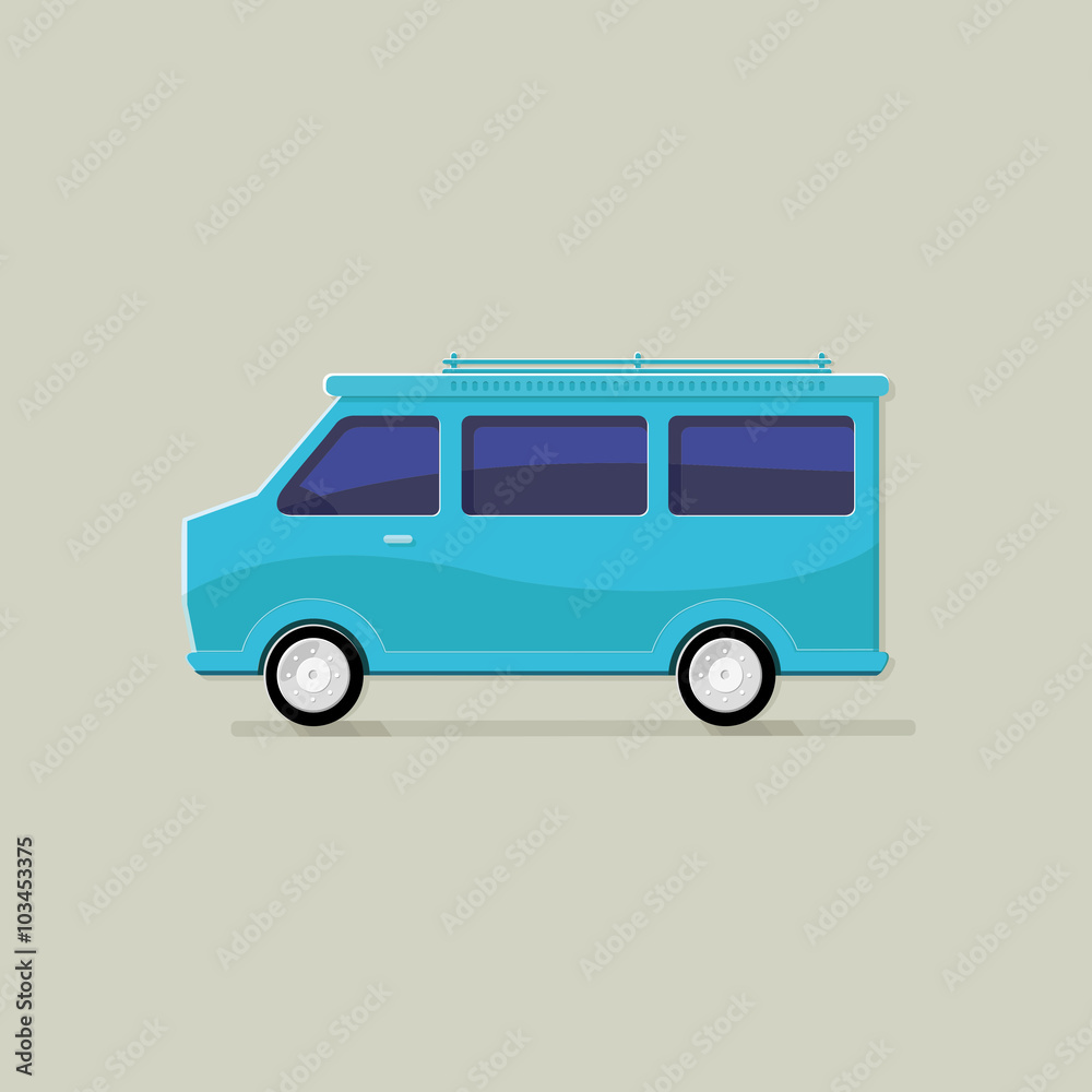 Truck for transportation cargo isolated. Small van for hiking, c Truck for transportation cargo isolated. Small van for hiking, c