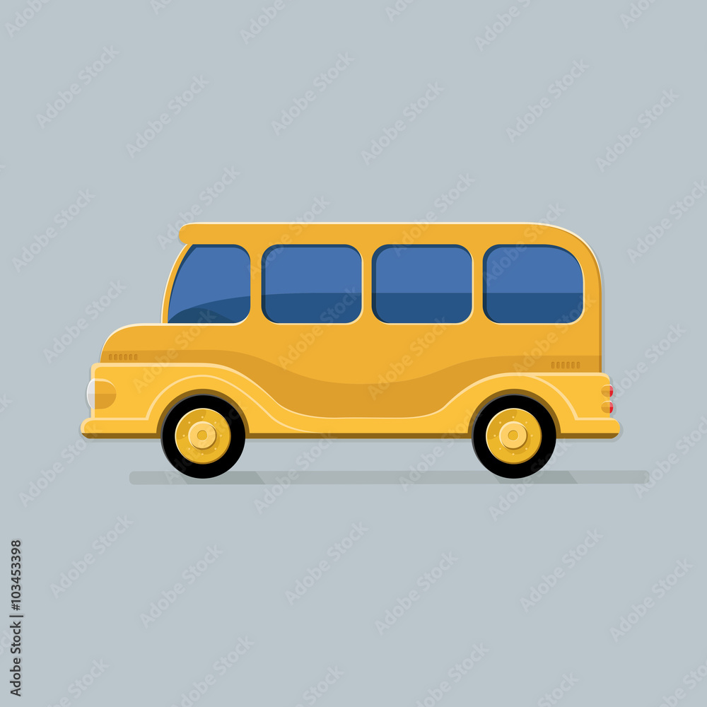 Funny school bus for your design. Flat style vector icons.