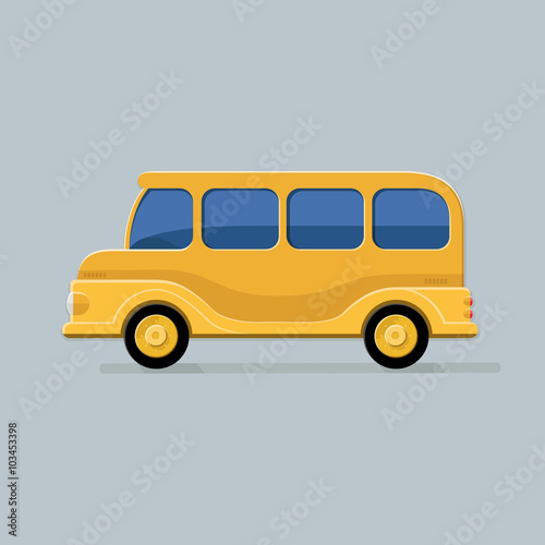 Funny school bus for your design. Flat style vector icons.