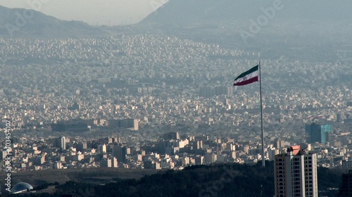 TEHRAN, IRAN JANUARY 2015: Iranian flag in the middle of Tehran city.