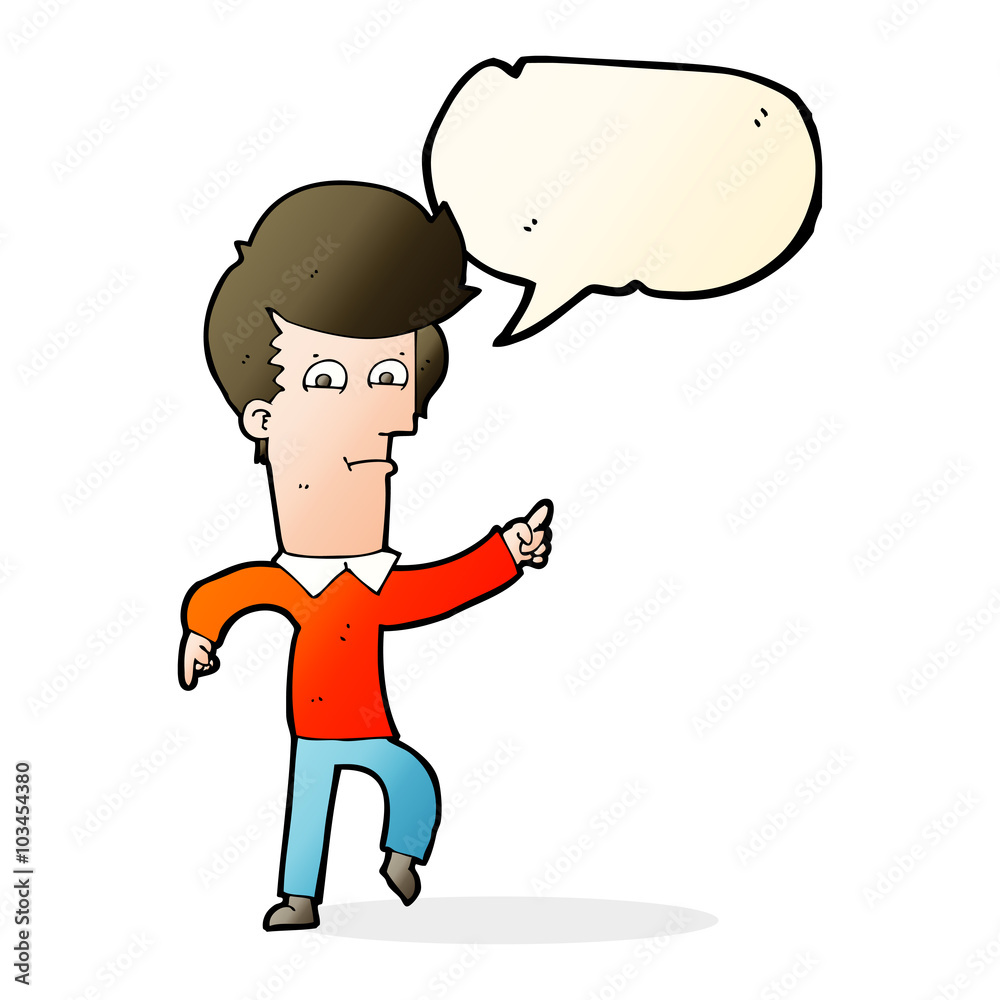 Fototapeta premium cartoon man pointing with speech bubble
