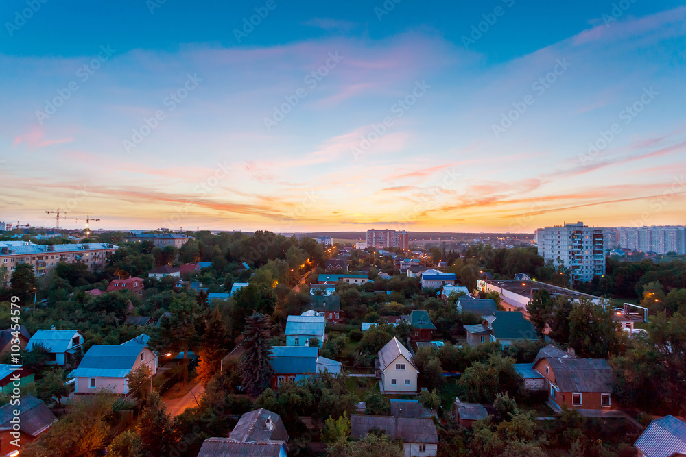 panorama, aerial view of the city Moscow at summer