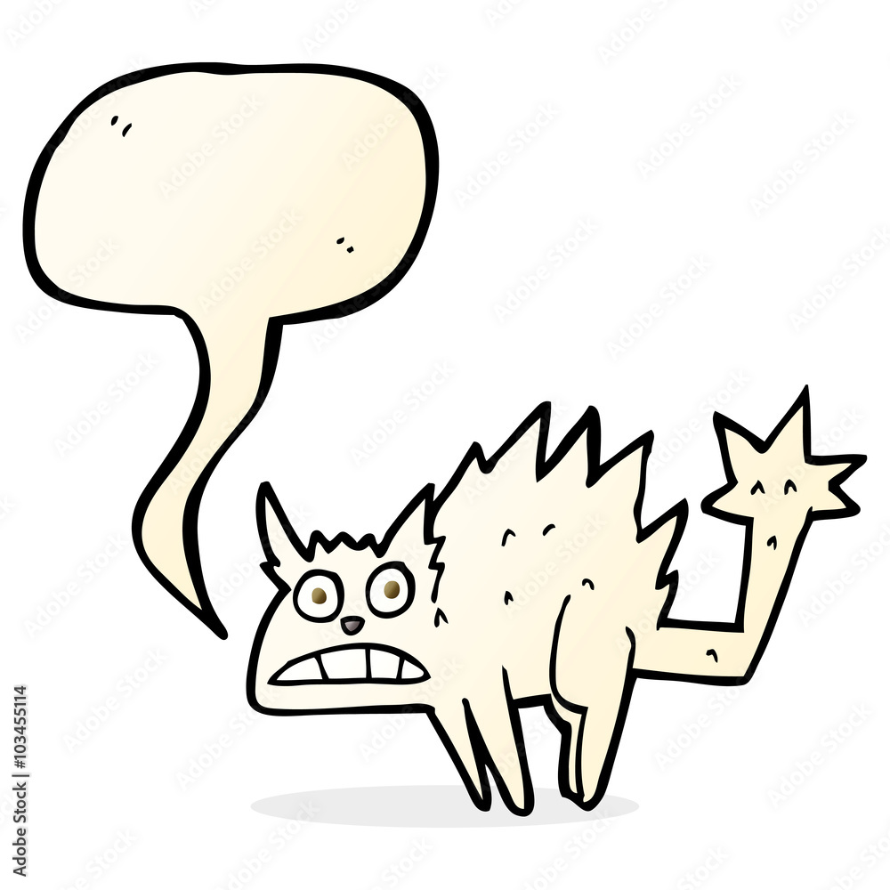 cartoon frightened cat with speech bubble cartoon frightened cat with speech bubble