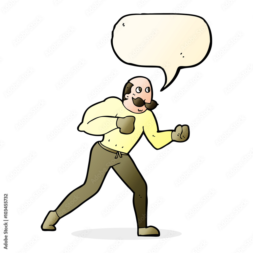 cartoon retro boxer man with speech bubble cartoon retro boxer man with speech bubble