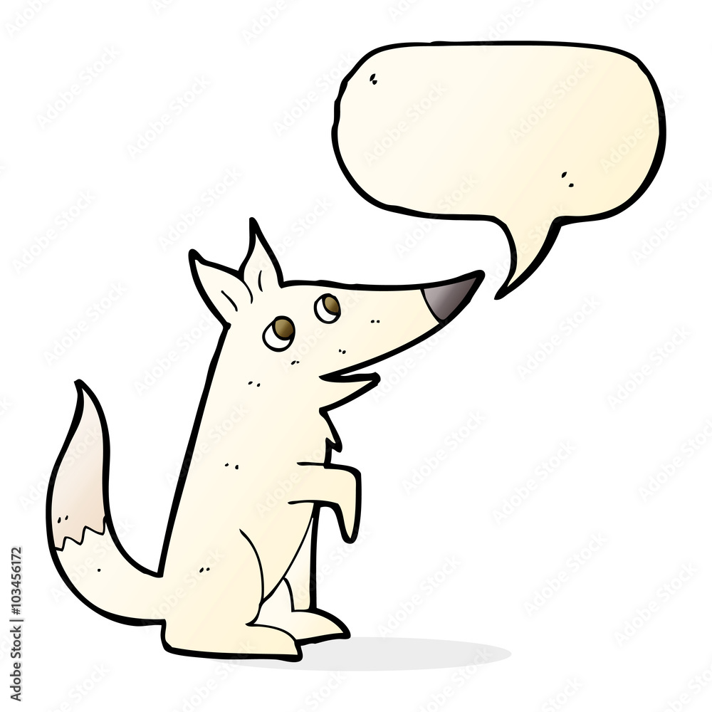 cartoon wolf cub with speech bubble cartoon wolf cub with speech bubble