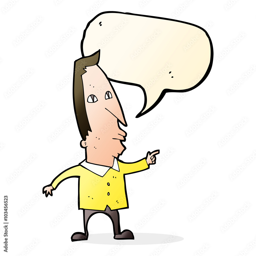 Fototapeta premium cartoon pointing man with speech bubble