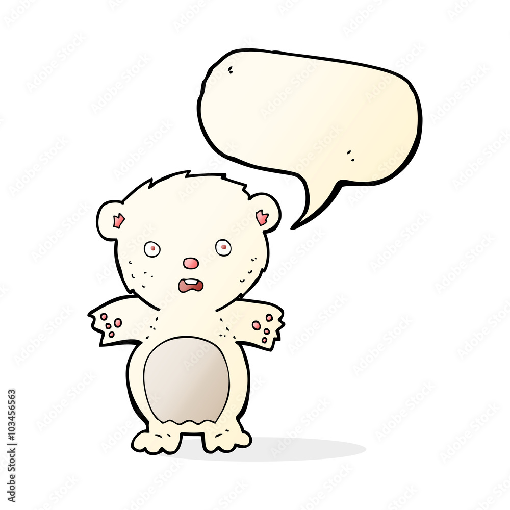 frightened polar bear cartoon with speech bubble frightened polar bear cartoon with speech bubble