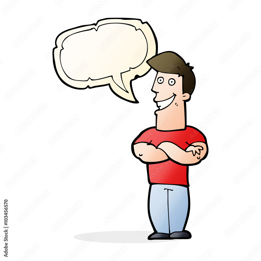 cartoon grinning man with speech bubble cartoon grinning man with speech bubble