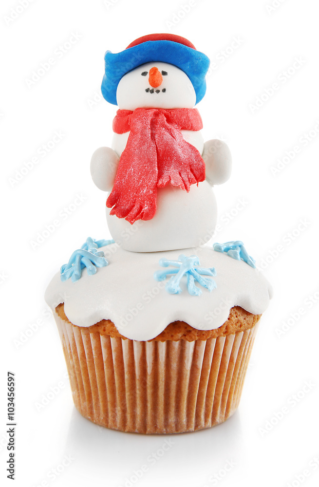 Christmas cupcake isolated on white Christmas cupcake isolated on white