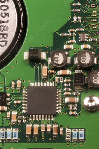 electronic components on a printed circuit board