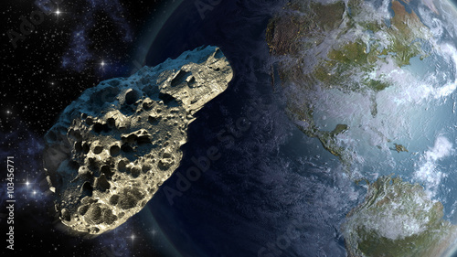 Asteroid on a collision course with Earth. 