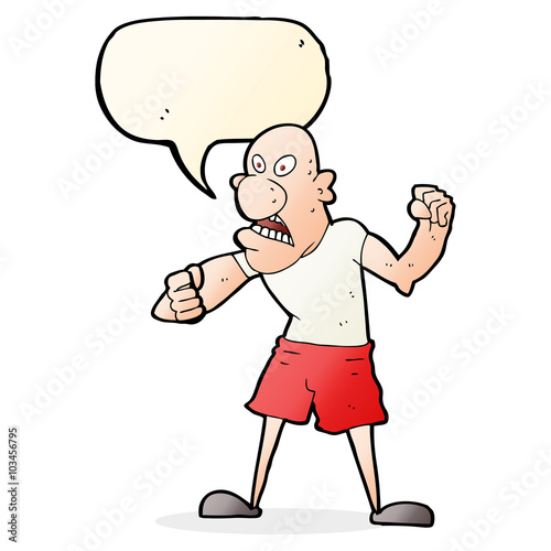 cartoon violent man with speech bubble