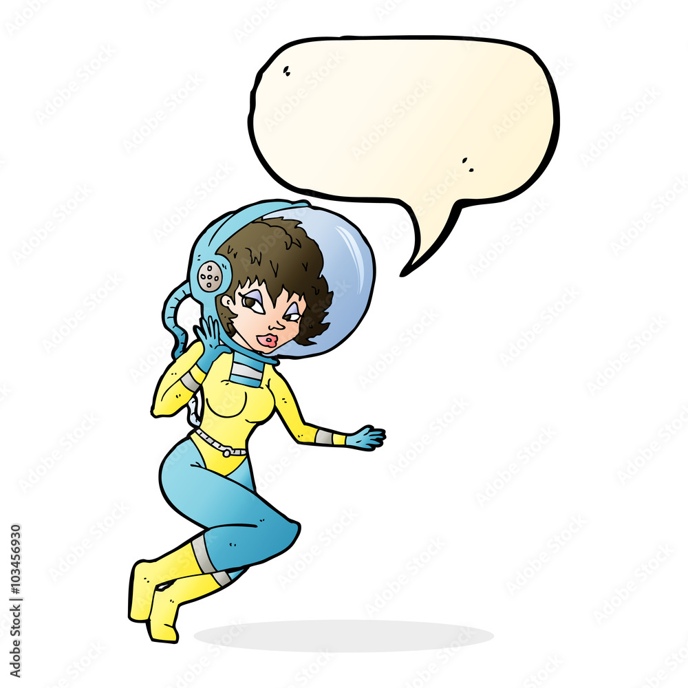 cartoon space woman with speech bubble cartoon space woman with speech bubble