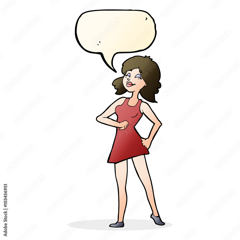cartoon proud woman with speech bubble cartoon proud woman with speech bubble