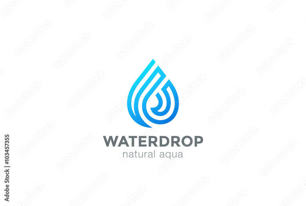 Water drop Logo design vector linear Waterdrop Aqua droplet icon
