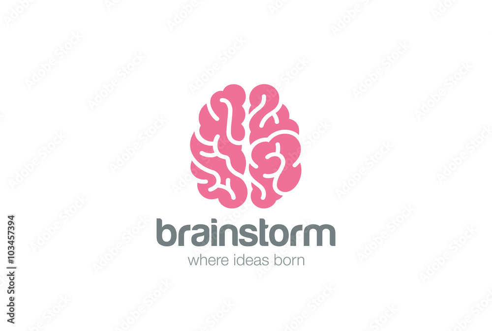 Brain Logo silhouette design vector.  Brainstorm think idea
