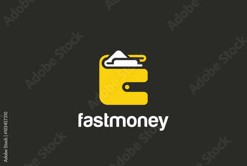 Wallet Logo design vector Negative space. Purse Logotype icon