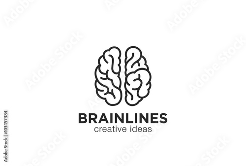 Brain Logo silhouette vector linear Brainstorm think