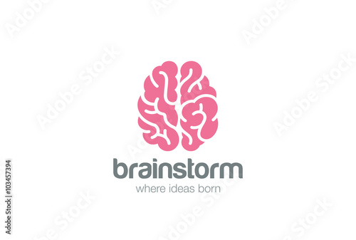 Brain Logo silhouette design vector.  Brainstorm think idea