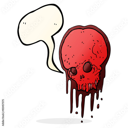 cartoon scary skull with speech bubble