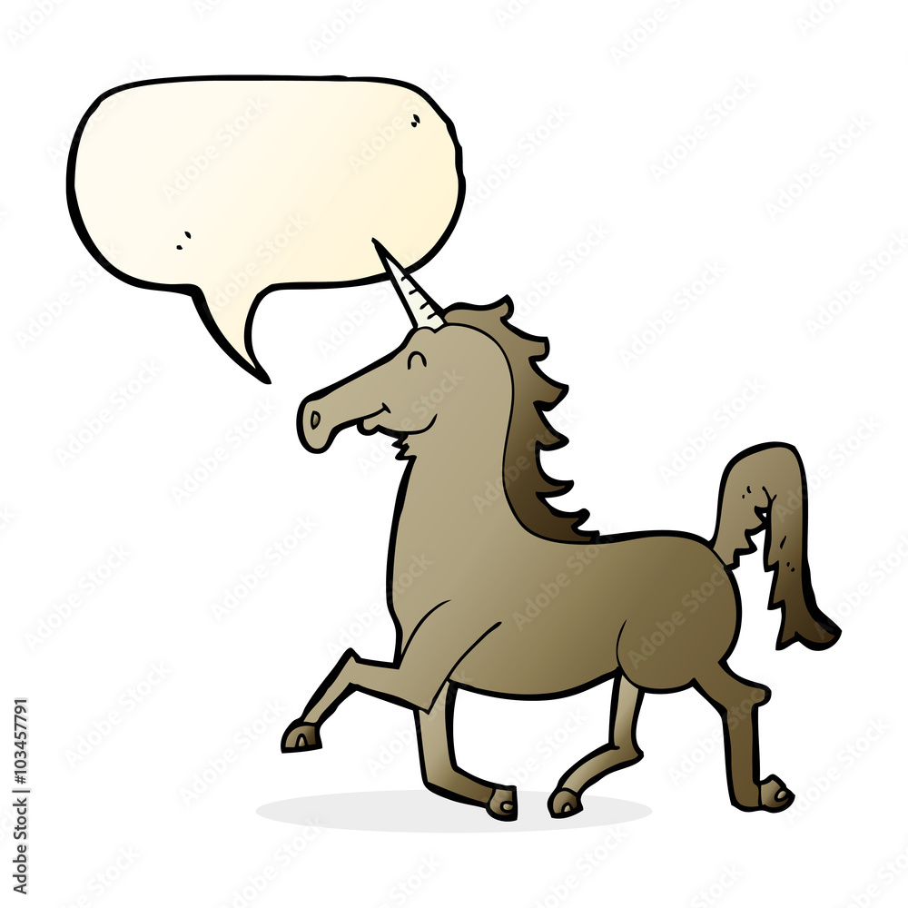Fototapeta premium cartoon unicorn with speech bubble