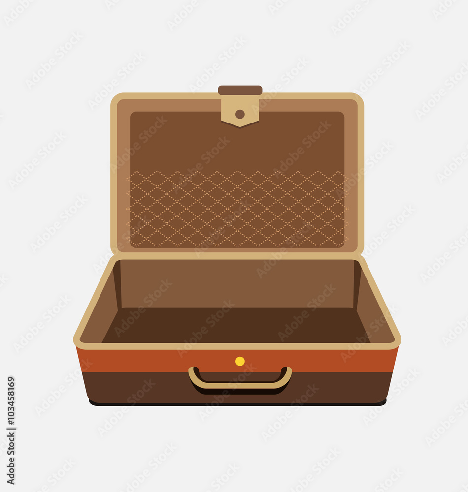 Empty suitcase for summer holiday - vector isolated illustration