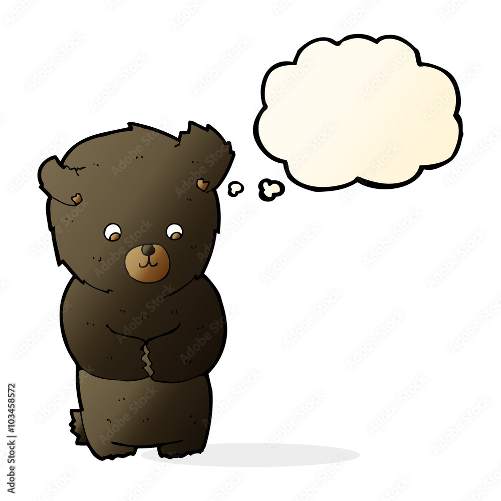 cute cartoon black bear with thought bubble cute cartoon black bear with thought bubble