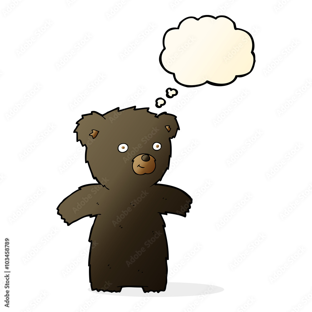 cute cartoon black bear with thought bubble cute cartoon black bear with thought bubble