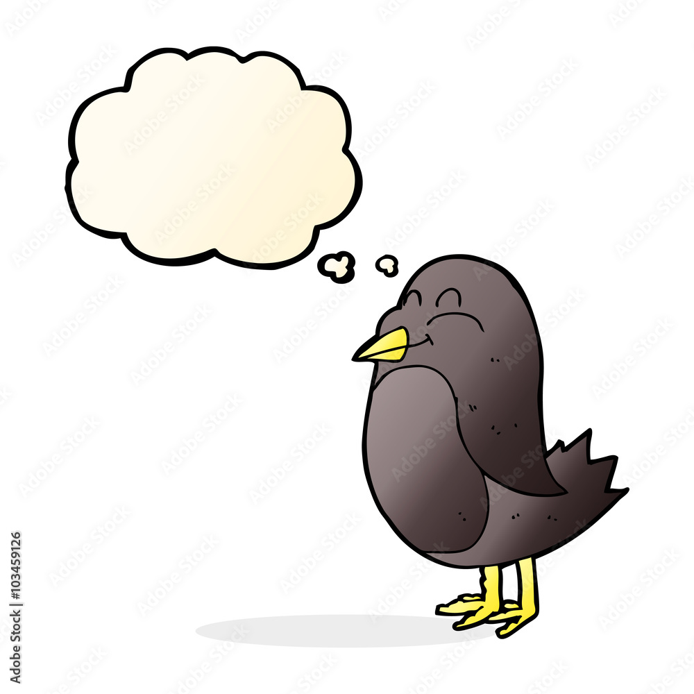 cartoon bird with thought bubble cartoon bird with thought bubble