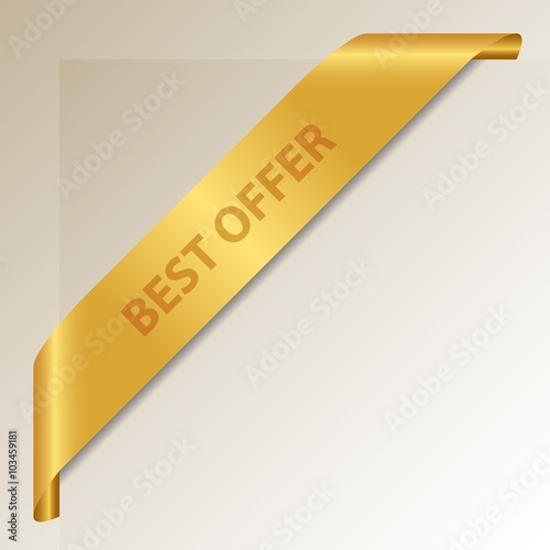 Best offer - Golden Corner Ribbon - Vector Design Element