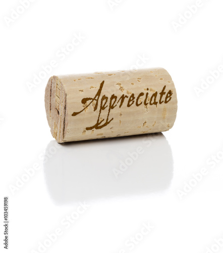 Appreciate Branded Wine Cork on White