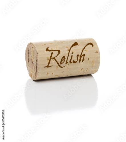 Relish Branded Wine Cork on White