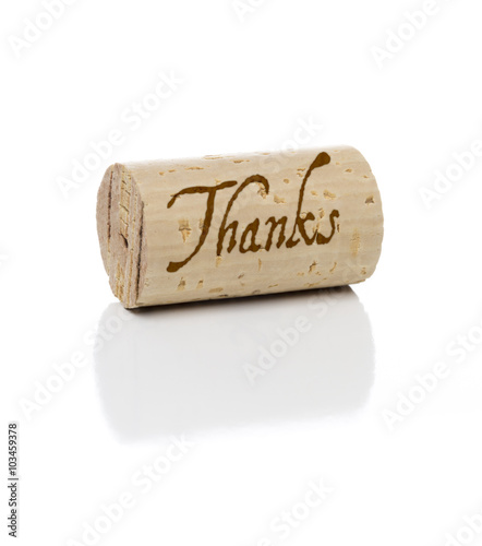 Thanks Branded Wine Cork on White