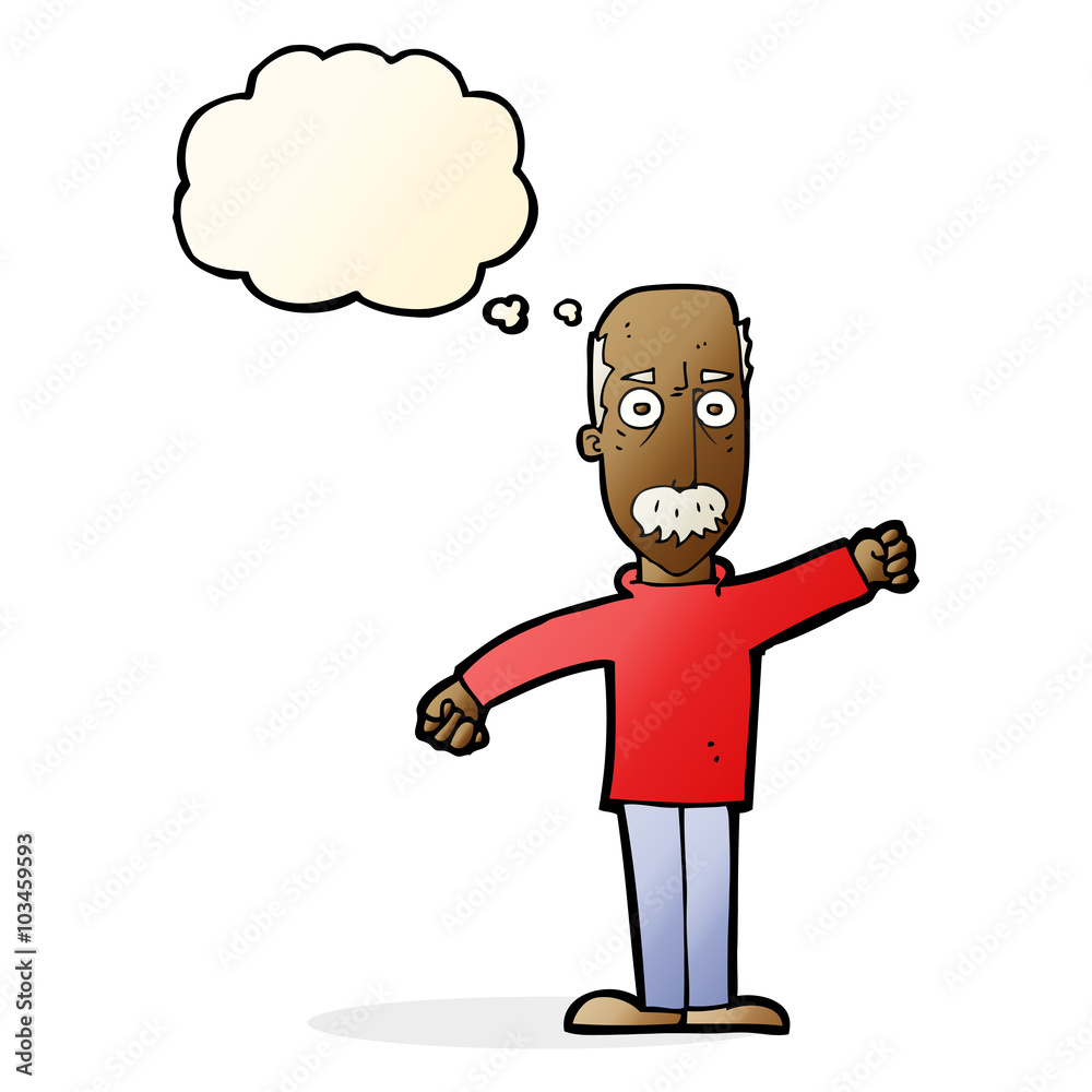 cartoon angry old man with thought bubble cartoon angry old man with thought bubble