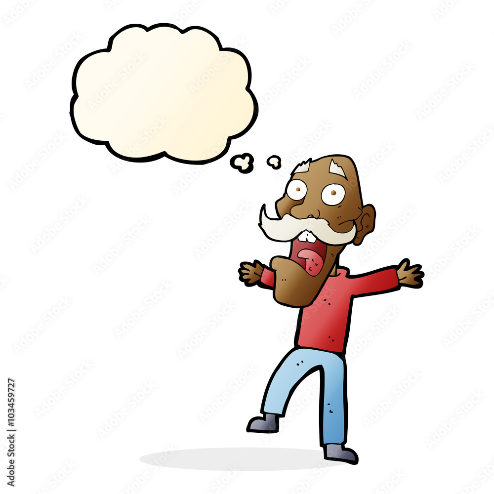 cartoon shocked old man with thought bubble cartoon shocked old man with thought bubble