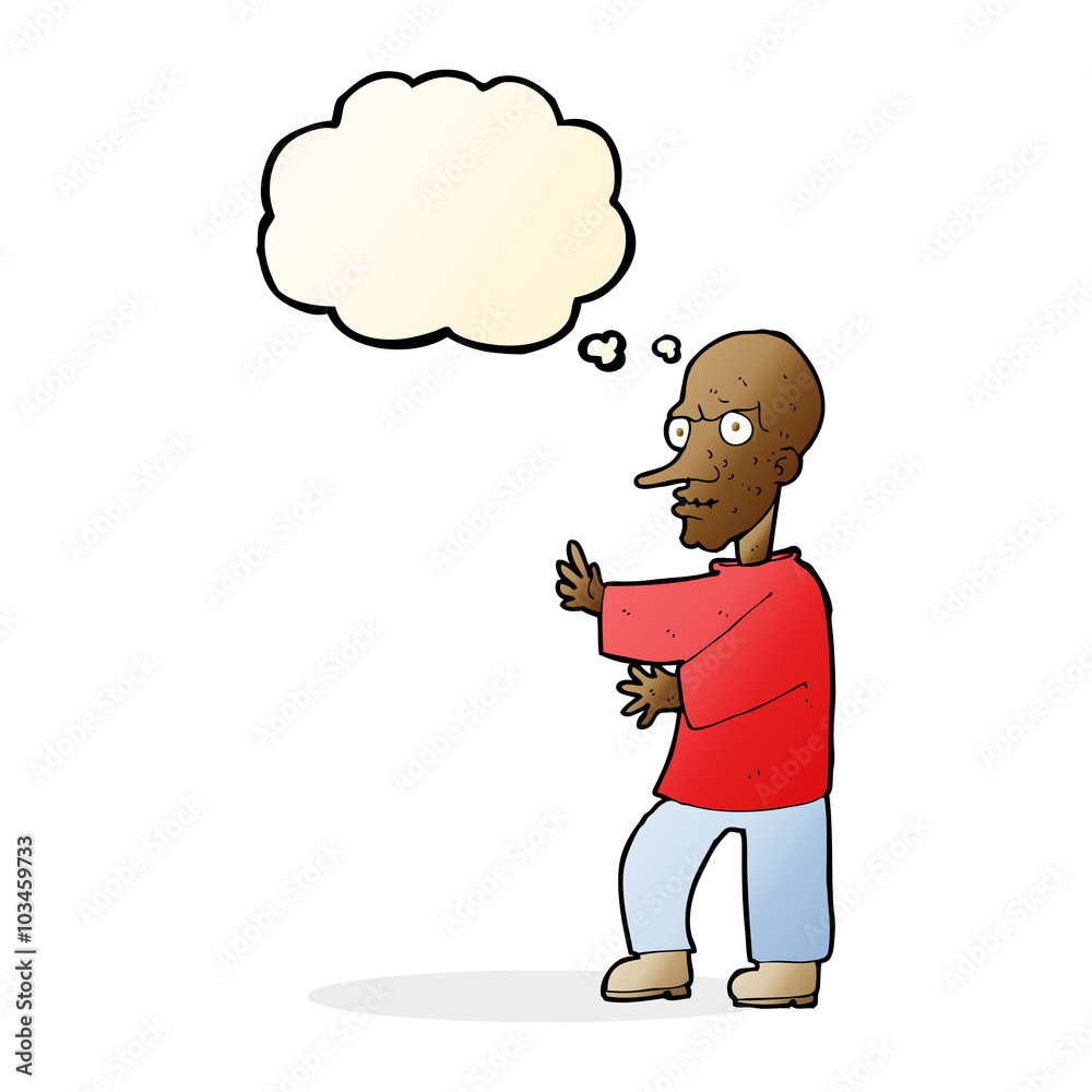 cartoon mean looking man with thought bubble cartoon mean looking man with thought bubble