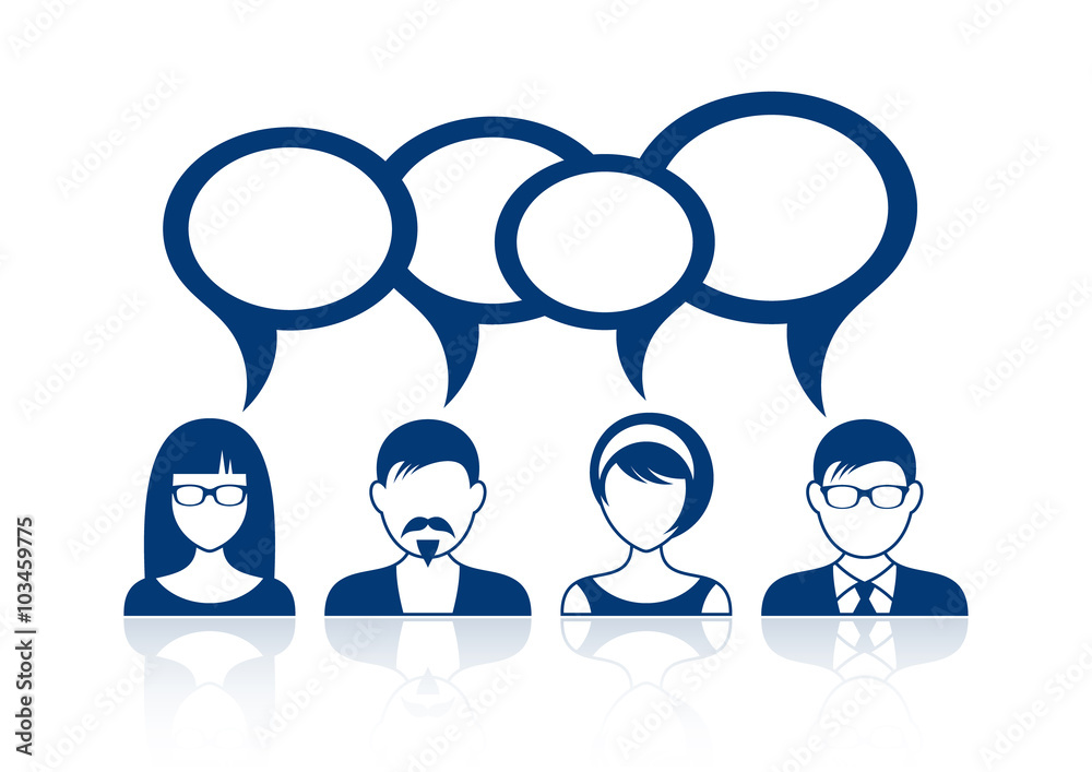 People icons with speech bubbles People icons with speech bubbles