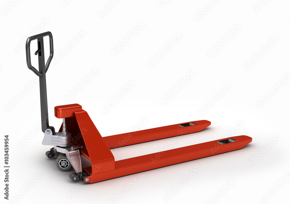 Hand pallet truck, isolated on white bacgrownd Hand pallet truck, isolated on white bacgrownd