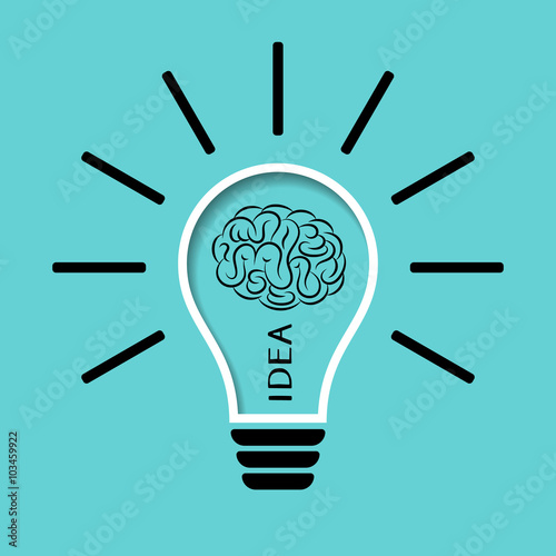 Light bulb with brain illustration