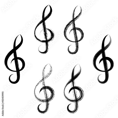 Treble clefs brush strokes design