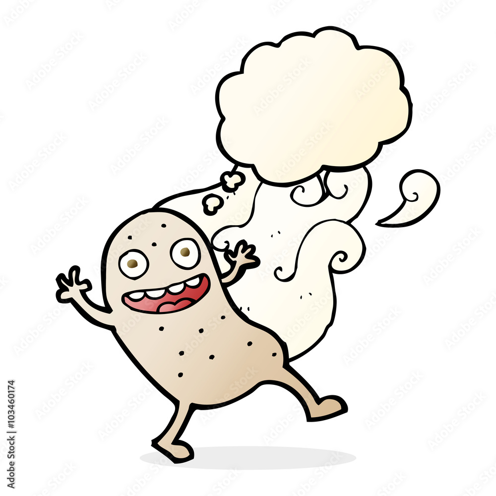 cartoon potato with thought bubble
