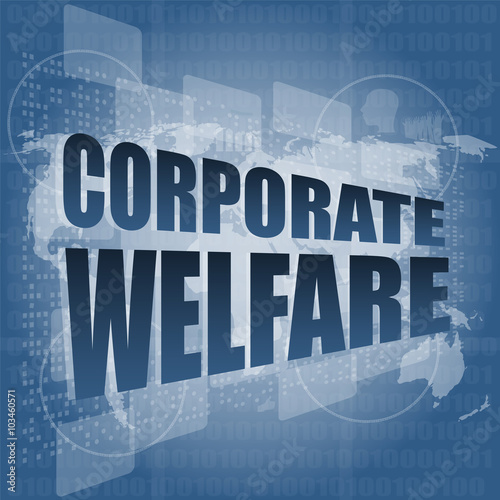 corporate welfare word on business digital screen vector illustration