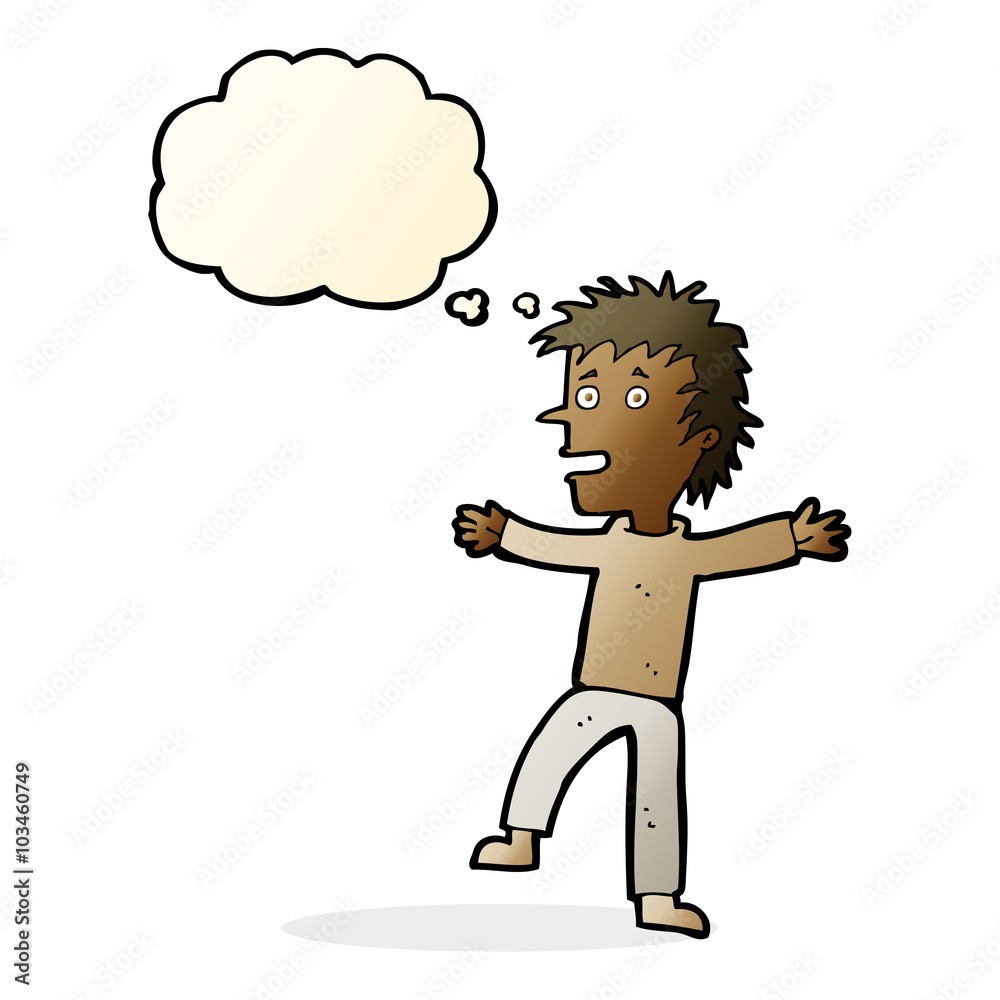 cartoon happy man with thought bubble cartoon happy man with thought bubble