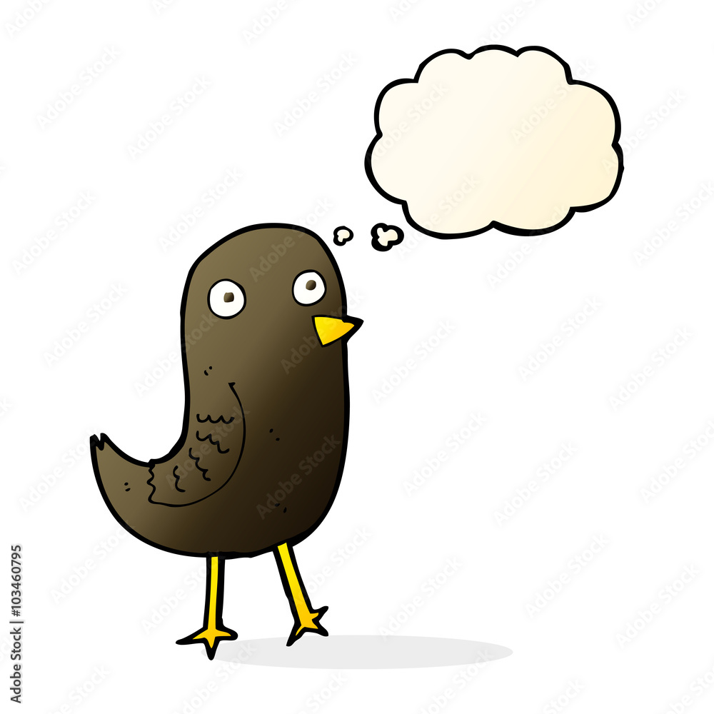 funny cartoon bird with thought bubble funny cartoon bird with thought bubble