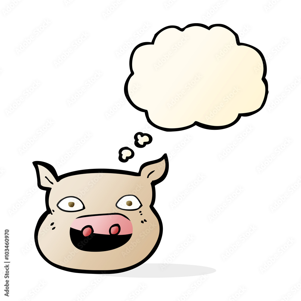 cartoon pig face with thought bubble cartoon pig face with thought bubble