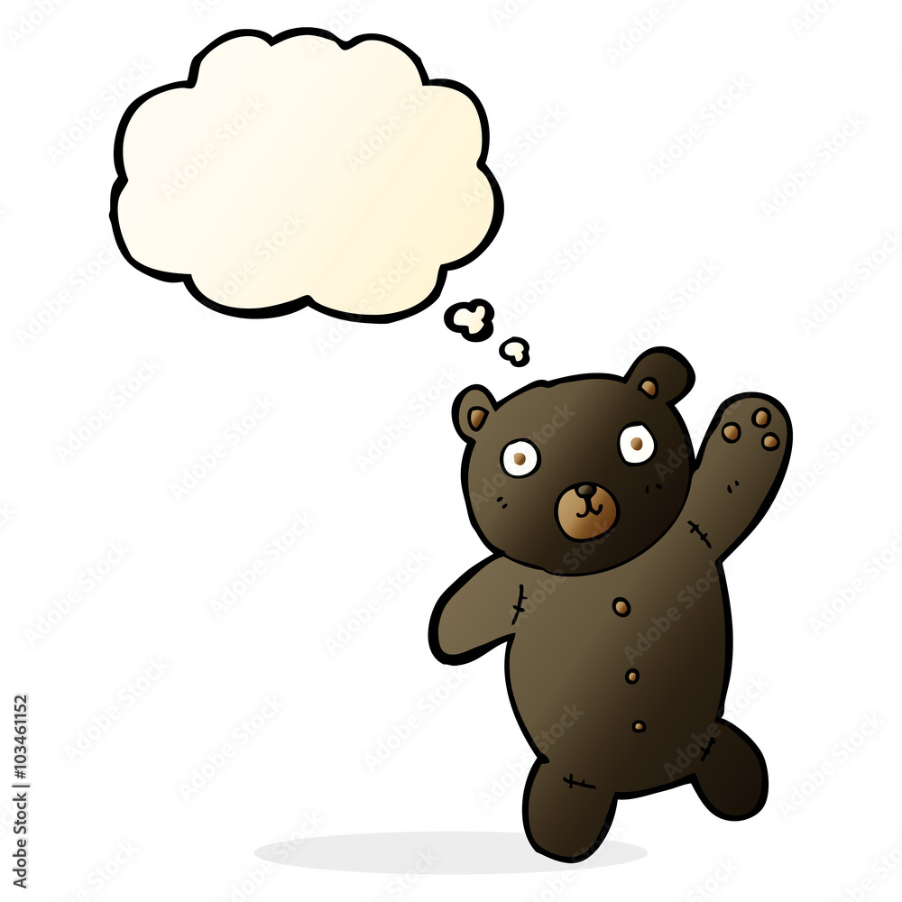 cartoon cute black teddy bear with thought bubble cartoon cute black teddy bear with thought bubble