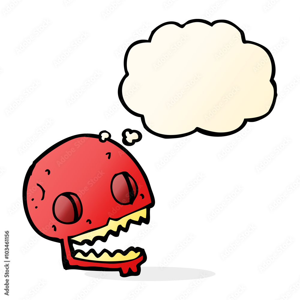 cartoon spooky skull with thought bubble cartoon spooky skull with thought bubble