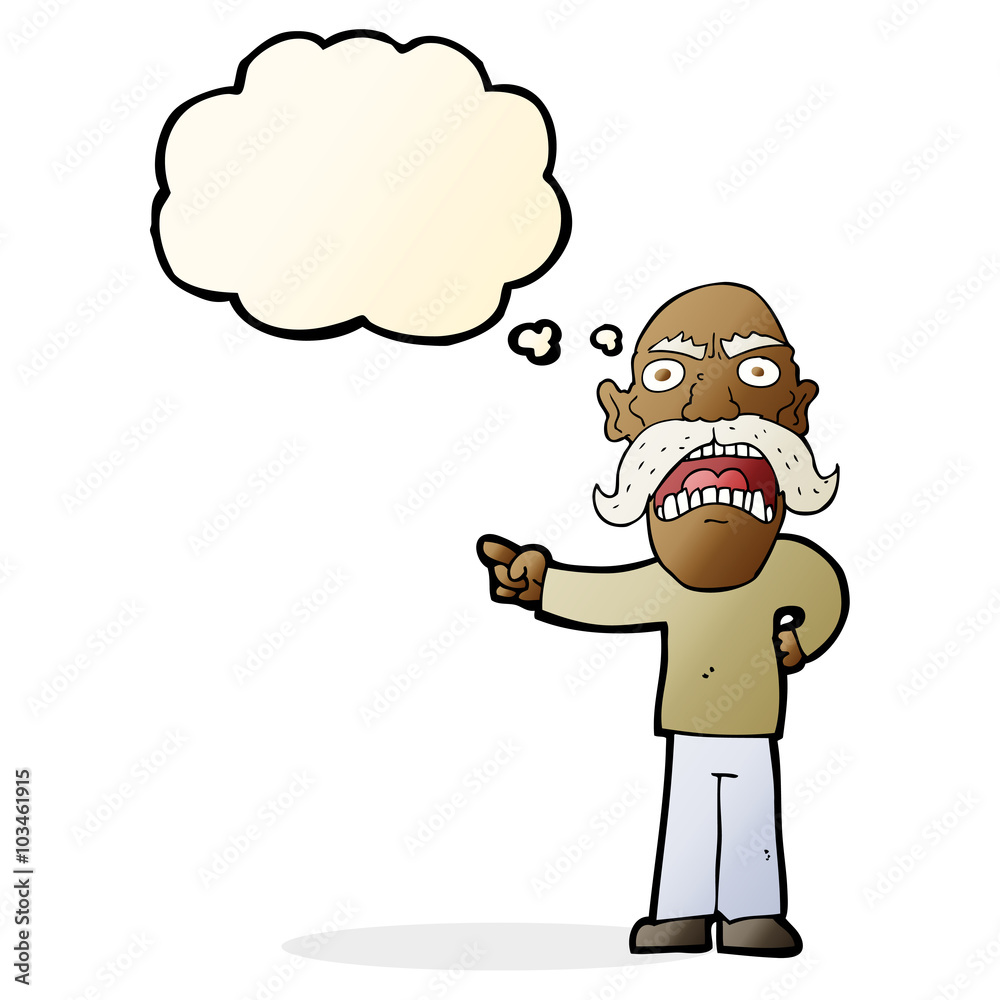 cartoon angry old man with thought bubble cartoon angry old man with thought bubble