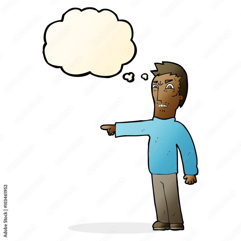 cartoon angry man pointing with thought bubble cartoon angry man pointing with thought bubble
