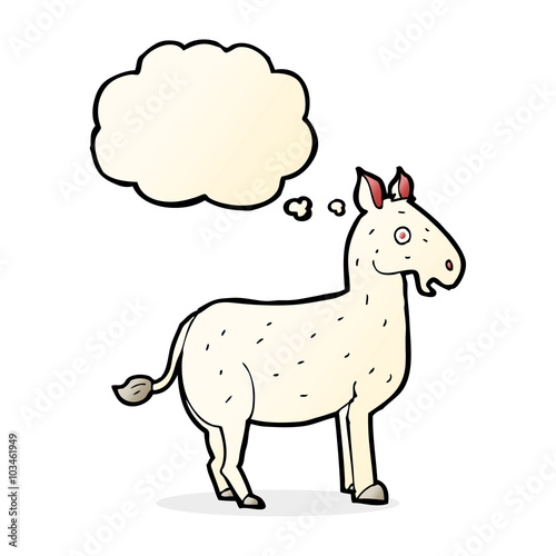 cartoon mule with thought bubble